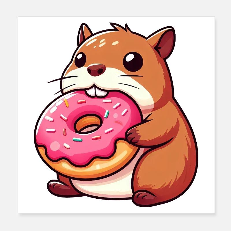 Mignon Capybara Hamster Cochon d’Inde Dessin animé Poster 20 x 20 cm