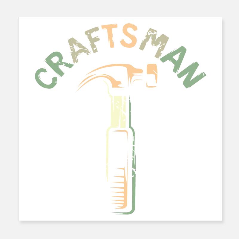 Logo d’artisan avec outil marteau dans le style rétro Poster 20 x 20 cm