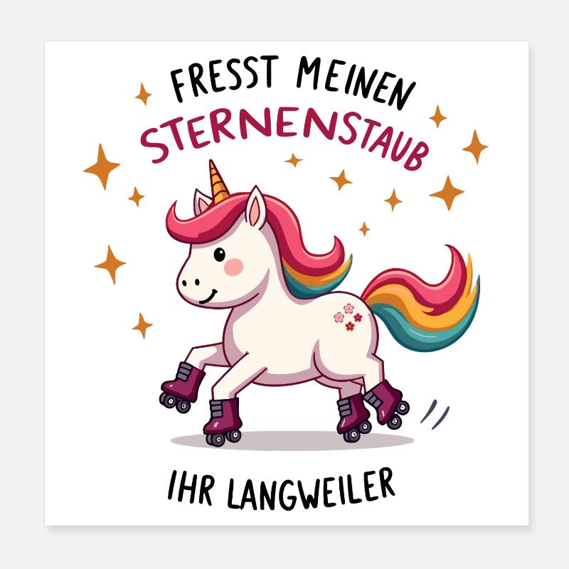 Rollschuh Einhorn Poster 20x20 cm