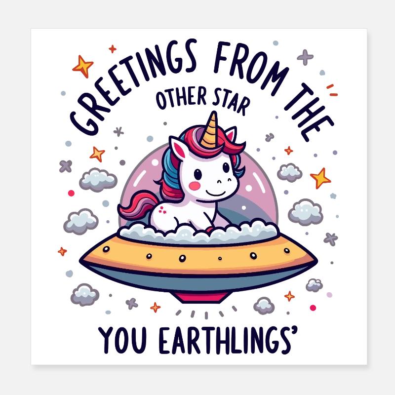 Unicorn from space Poster 8" x 8" (20x20 cm)