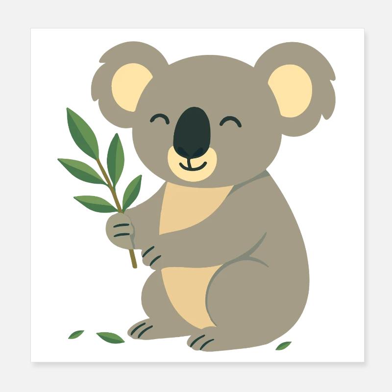 Koala souriant à l’eucalyptus Poster 20 x 20 cm
