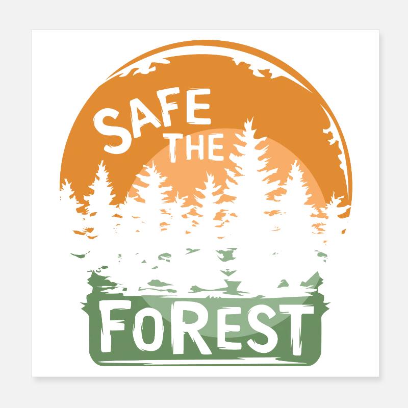 en sécurité dans la forêt - Amis de la forêt et coucher de soleil Poster 20 x 20 cm