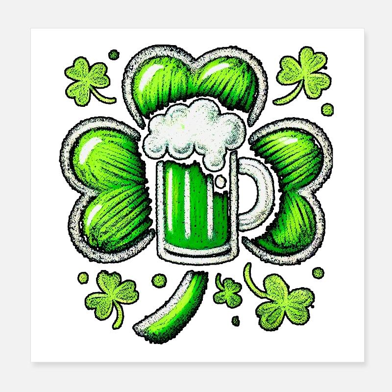 Vert pastel motif de la bière de la Saint-Patrick Poster 20 x 20 cm