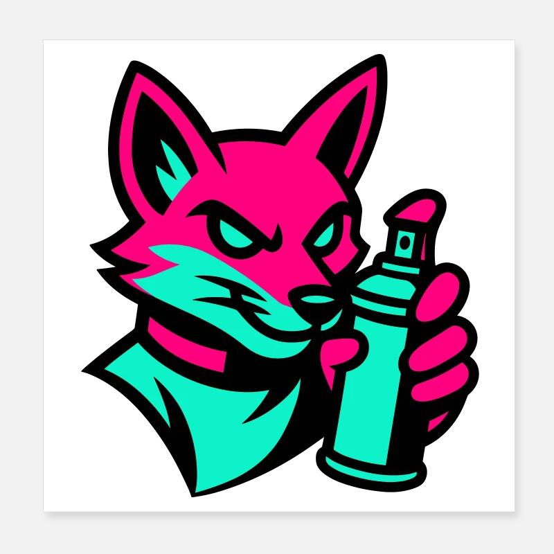 Graffiti Fuchs Poster 20x20 cm