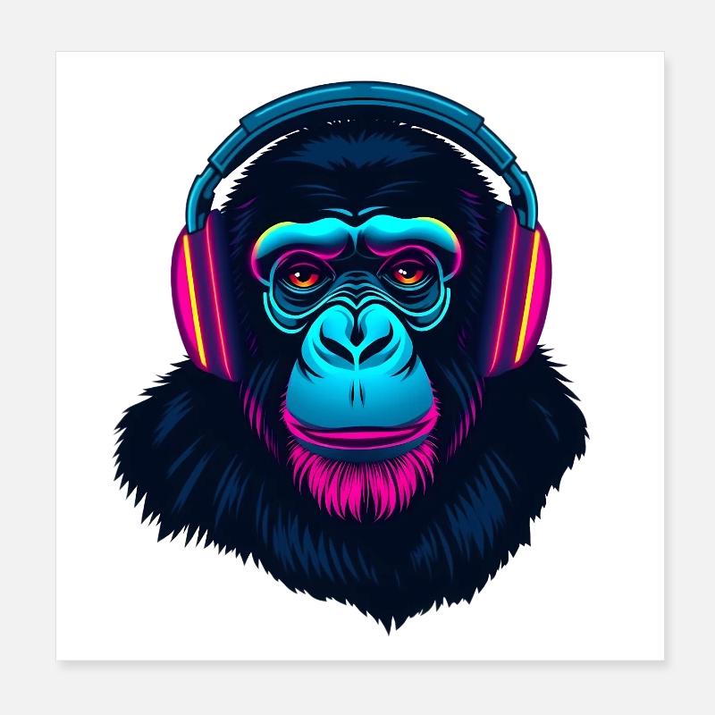 Monkey en tant que DJ Poster 20 x 20 cm