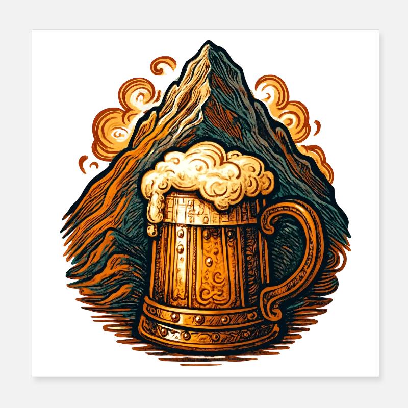 Mythischer Berg mit Bierkrug Poster 20x20 cm