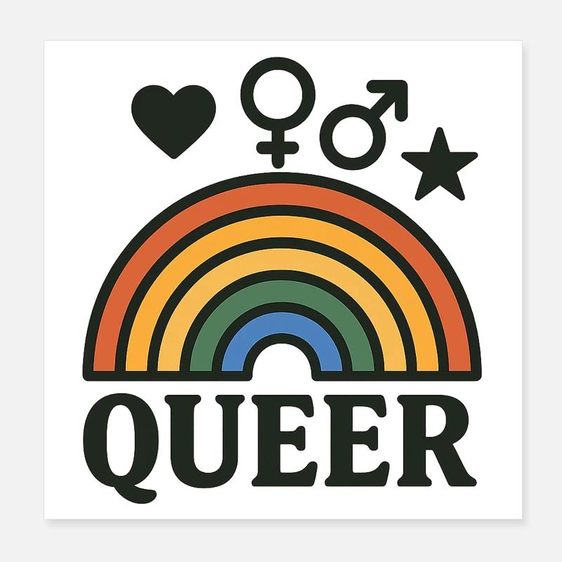 Rainbow icon with LGBTQ+ icons Poster 8" x 8" (20x20 cm)