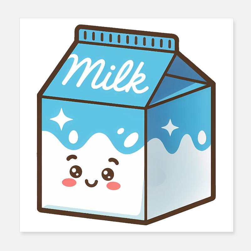 Kawaii Milch Karton Poster 20x20 cm