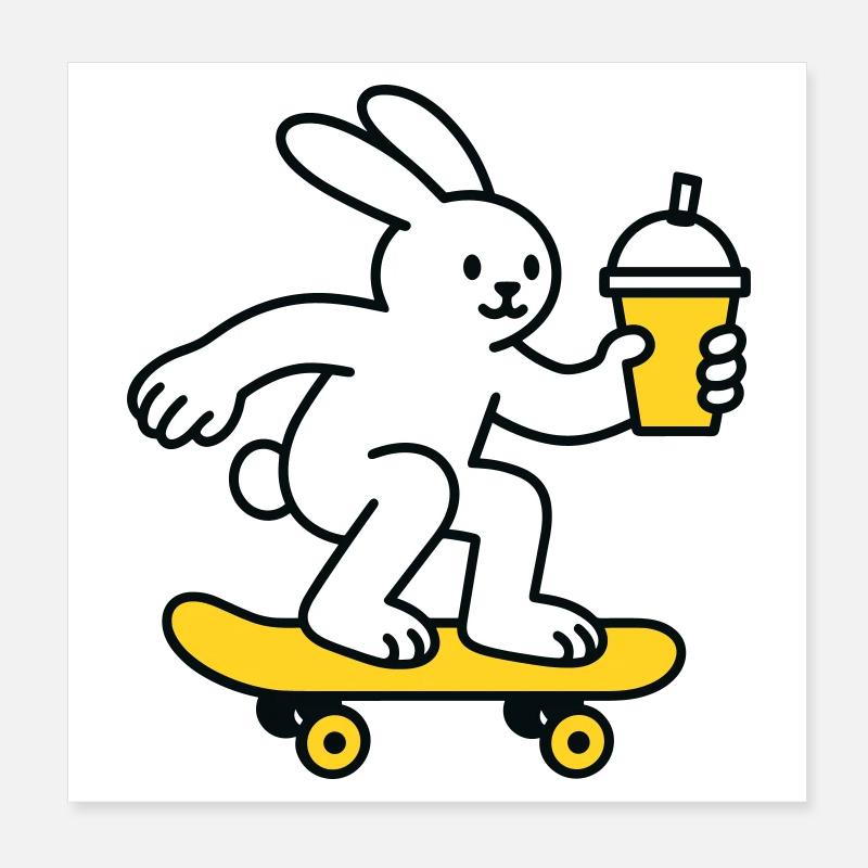 Lapin de patin avec secousse Poster 20 x 20 cm
