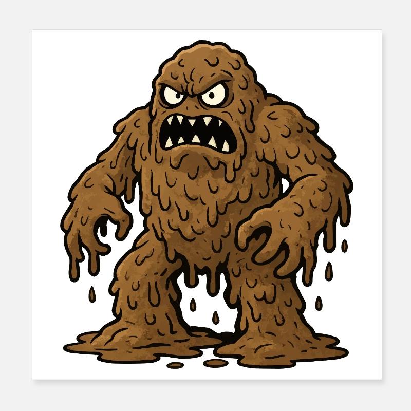 Monstre de boue brune Poster 20 x 20 cm