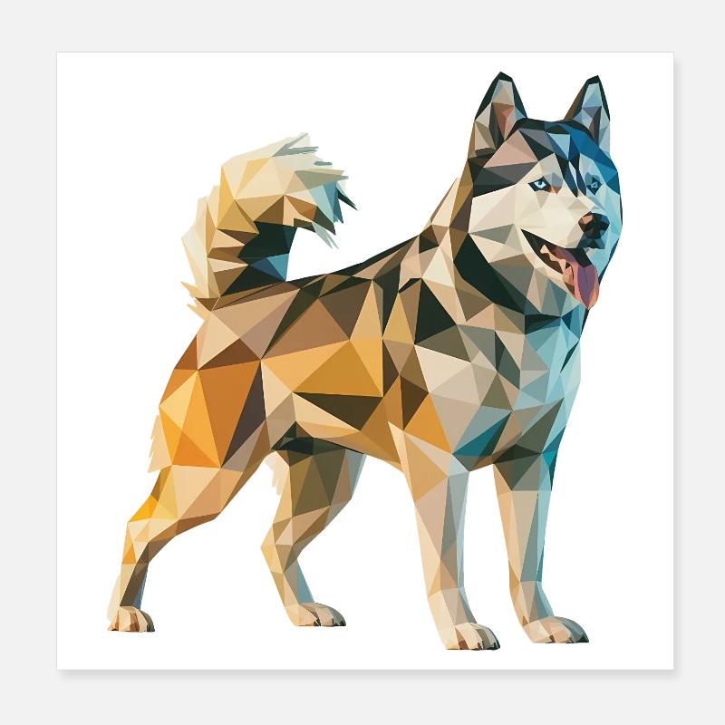 Husky sibérien - Logo Low Poly cool Poster 20 x 20 cm