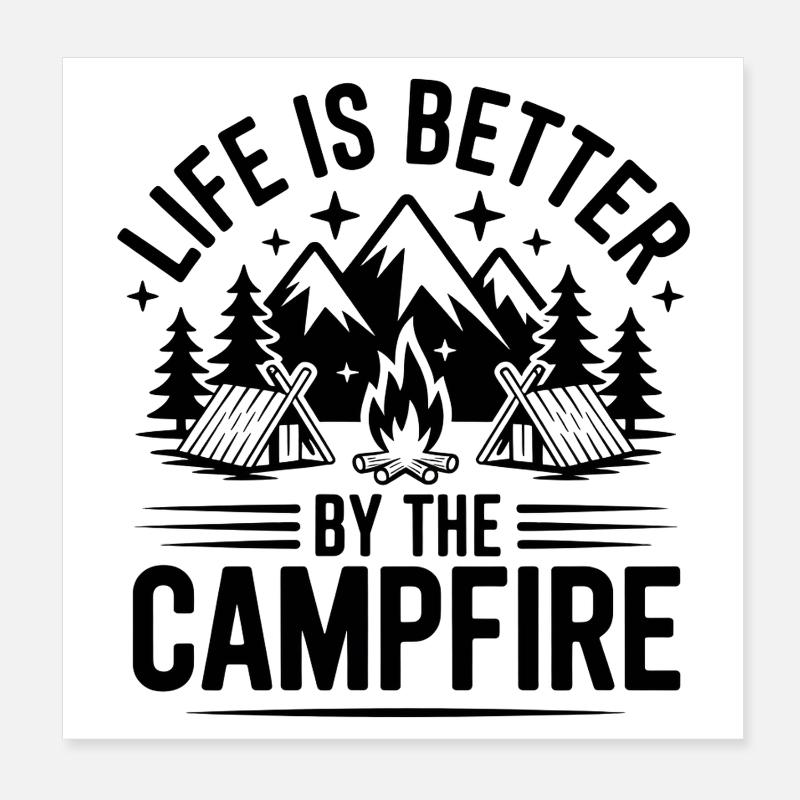 Amour du feu de camp Poster 20 x 20 cm