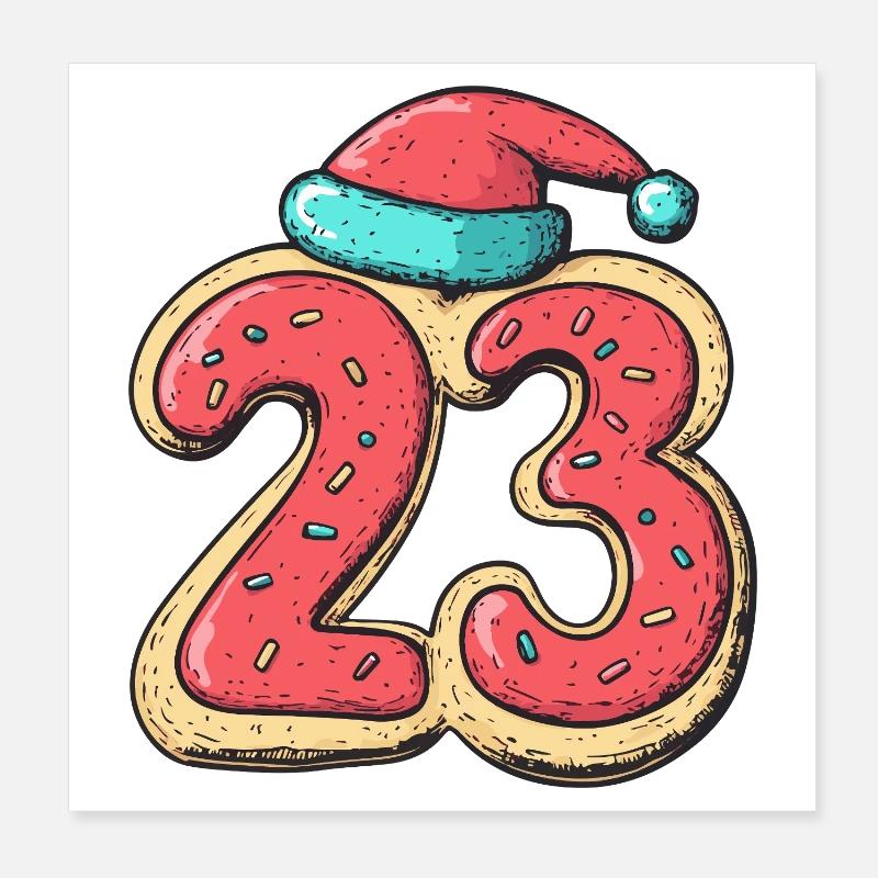 23 Number Cookie Christmas Poster 8" x 8" (20x20 cm)