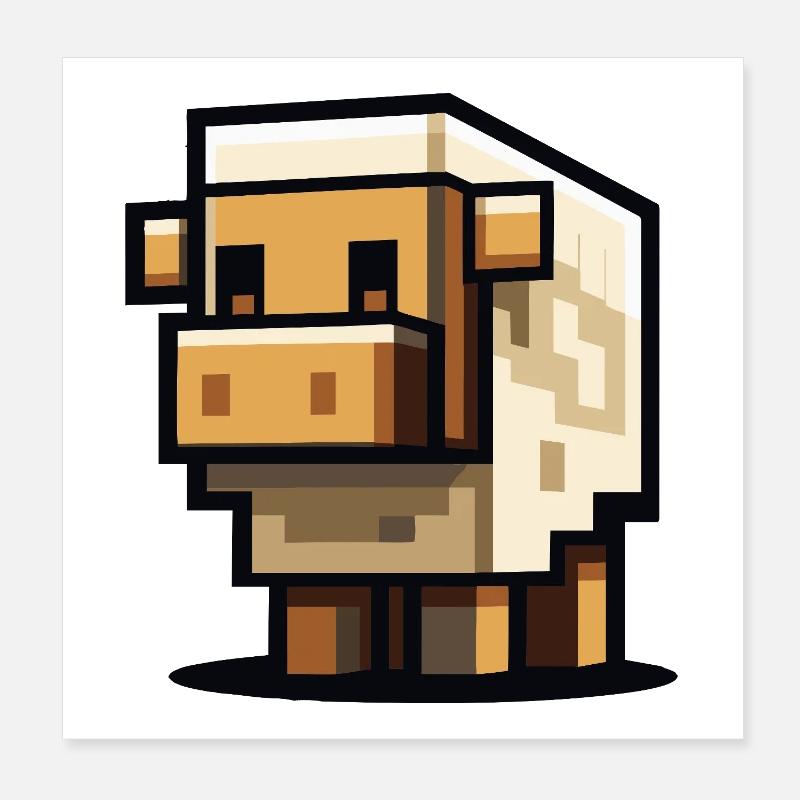 Block Sheep – Süßes Pixel Schaf Poster 20x20 cm
