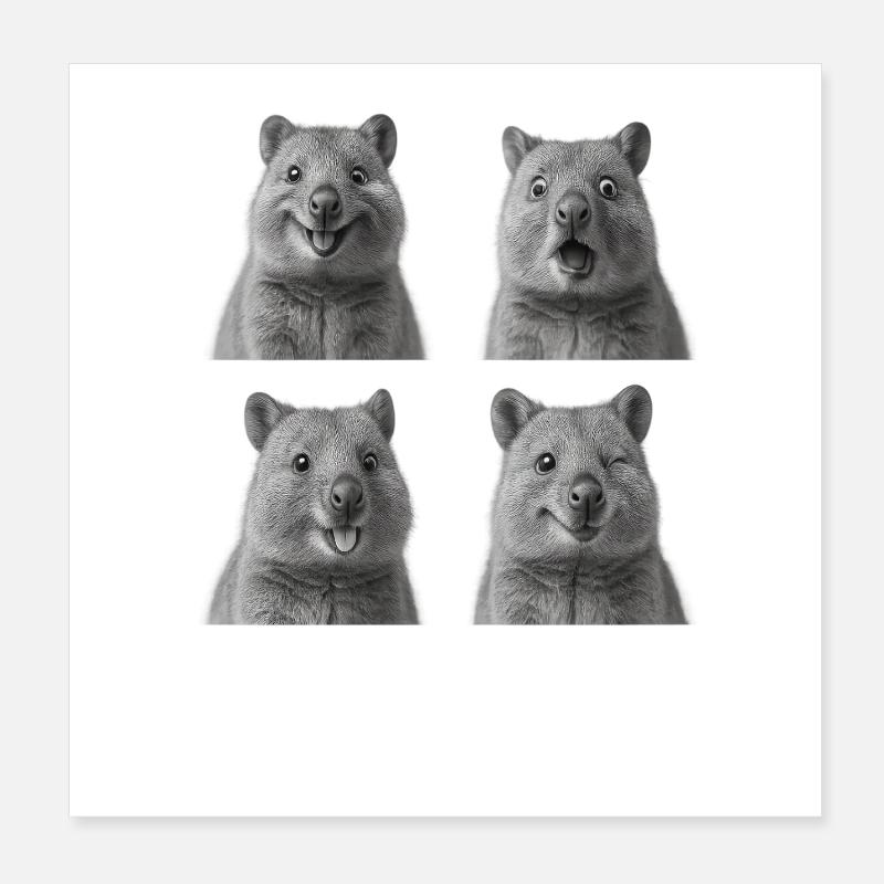 Happy Quokkas Poster 8" x 8" (20x20 cm)