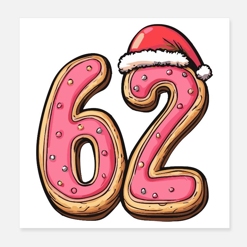62 chiffres Cookie Noël Poster 20 x 20 cm