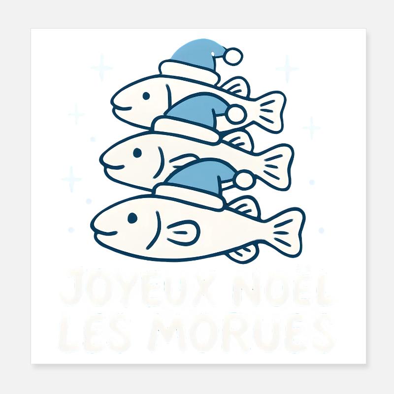 Morues de Noël en trio Poster 20 x 20 cm