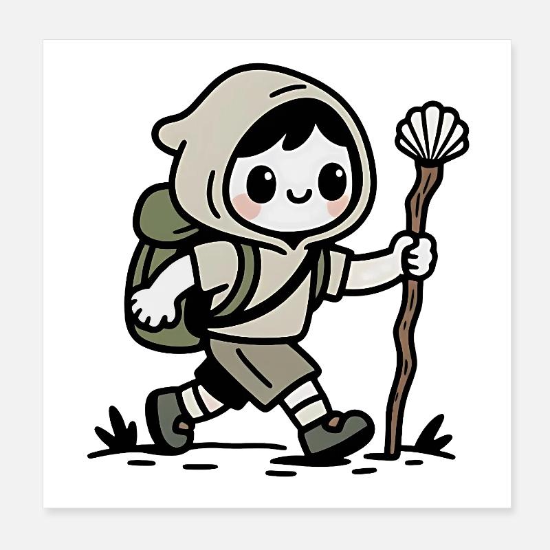 Pèlerin sur le chemin de Compostelle Poster 20 x 20 cm