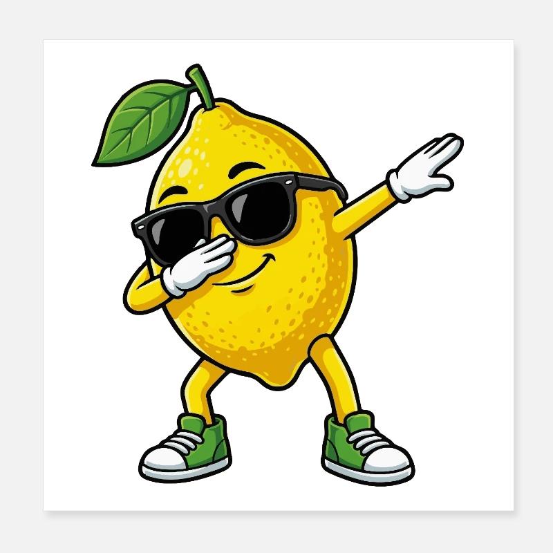 Funny Lemon in Dab Pose Cartoon Poster 8" x 8" (20x20 cm)