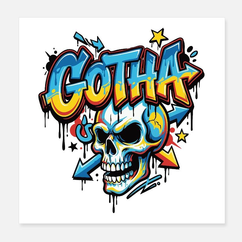 Graffiti de crâne de ville préférée de Gotha Poster 20 x 20 cm