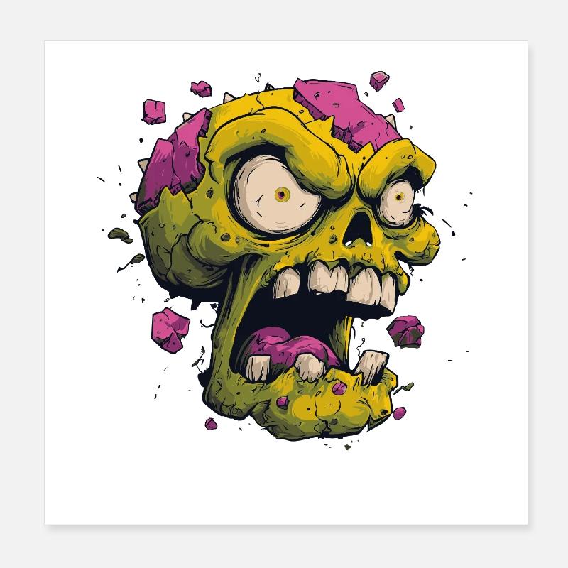 Explodierender Schädel – Comic Horror Motiv Poster 20x20 cm