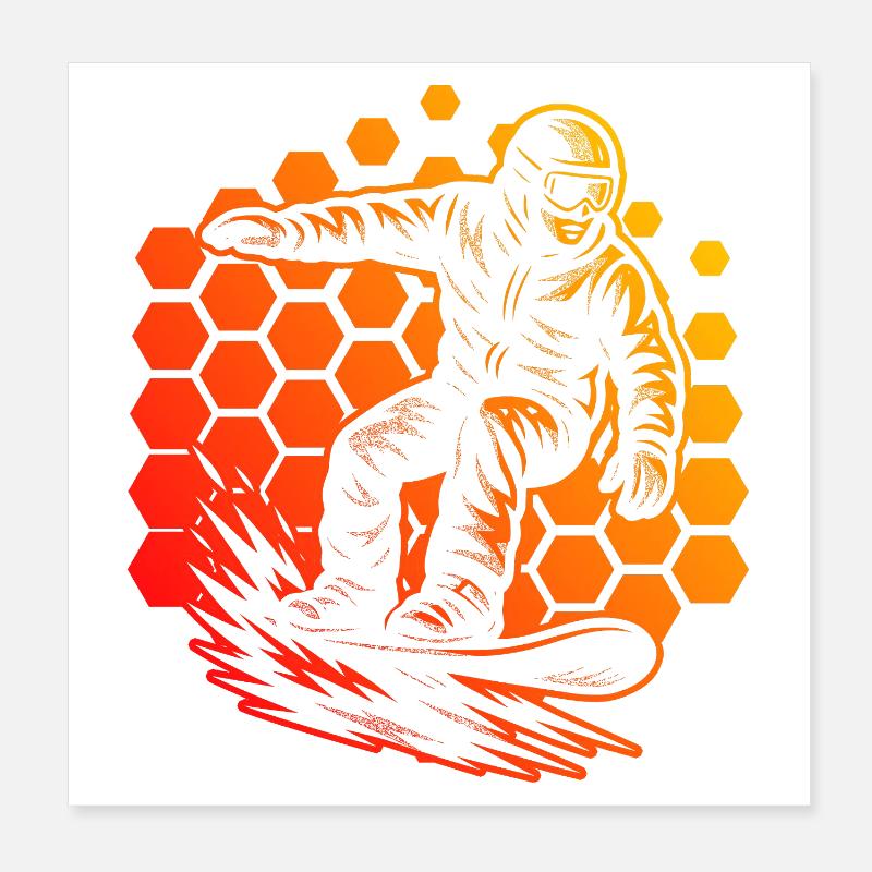 J’adore le motif cool du snowboard pour le snowboard Poster 20 x 20 cm