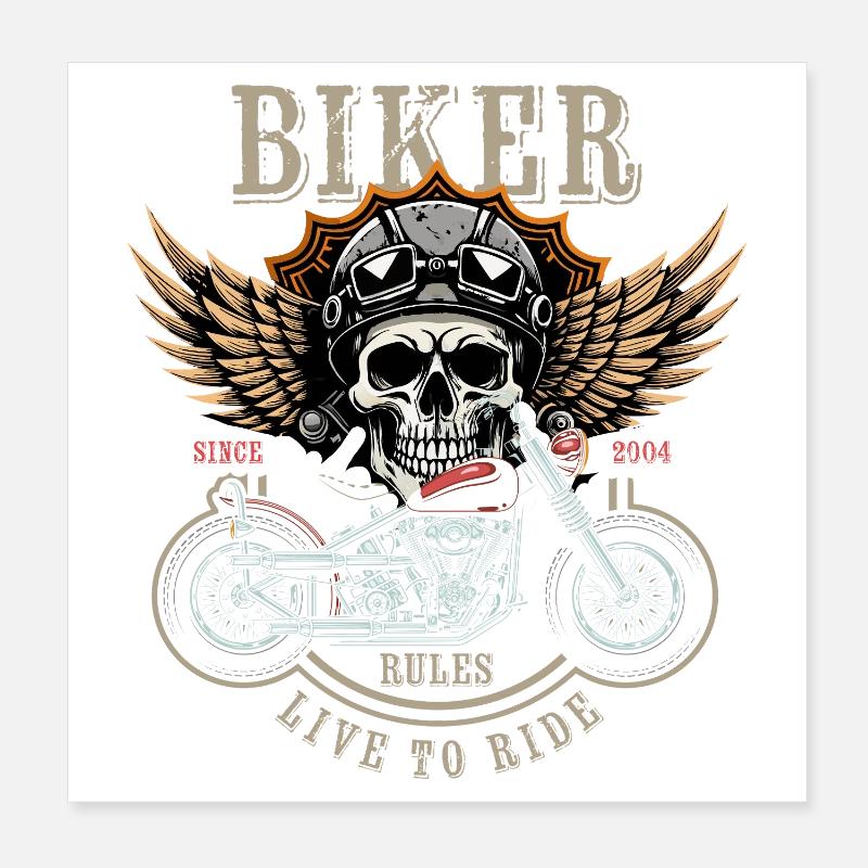 Biker Rules - Since 2004 - Live to Ride Poster 20x20 cm