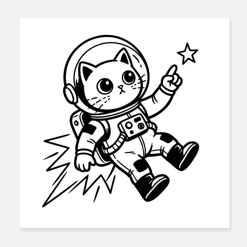 Cat Astronaut in Space Poster 8" x 8" (20x20 cm)