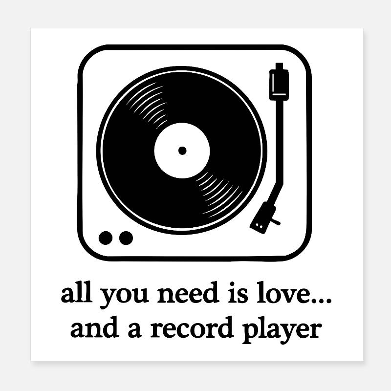 Turntables – Love & Vinyl Statement Poster 8" x 8" (20x20 cm)