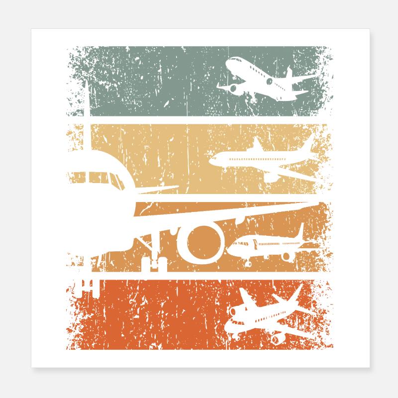 Flugzeug Pilot Retro Luftfahrt Flugverkehr Flieger Poster 20x20 cm