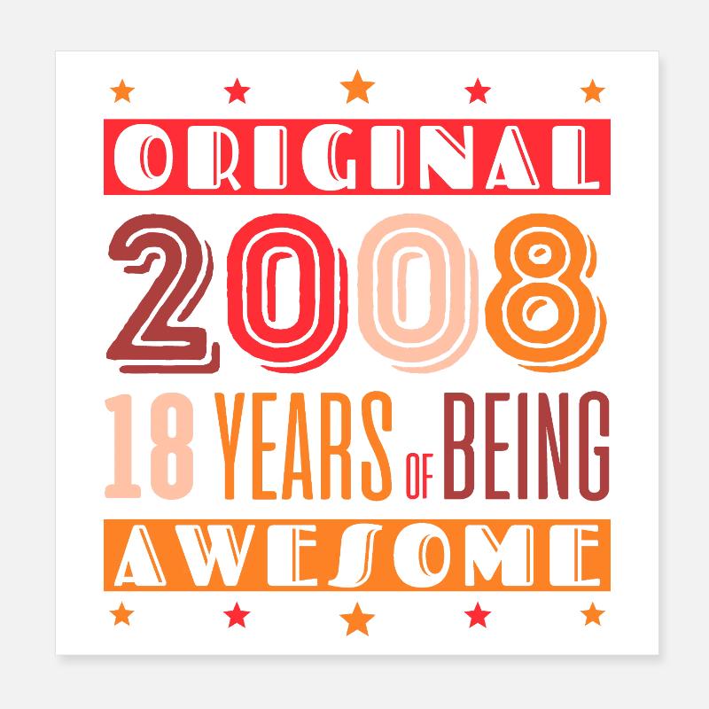 Anniversaire rétro 2008 : 18 ans Poster 20 x 20 cm