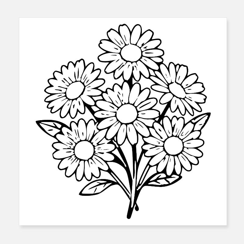 Blume schwarz schwarze Blume Blumen Gänseblümchen Poster 20x20 cm