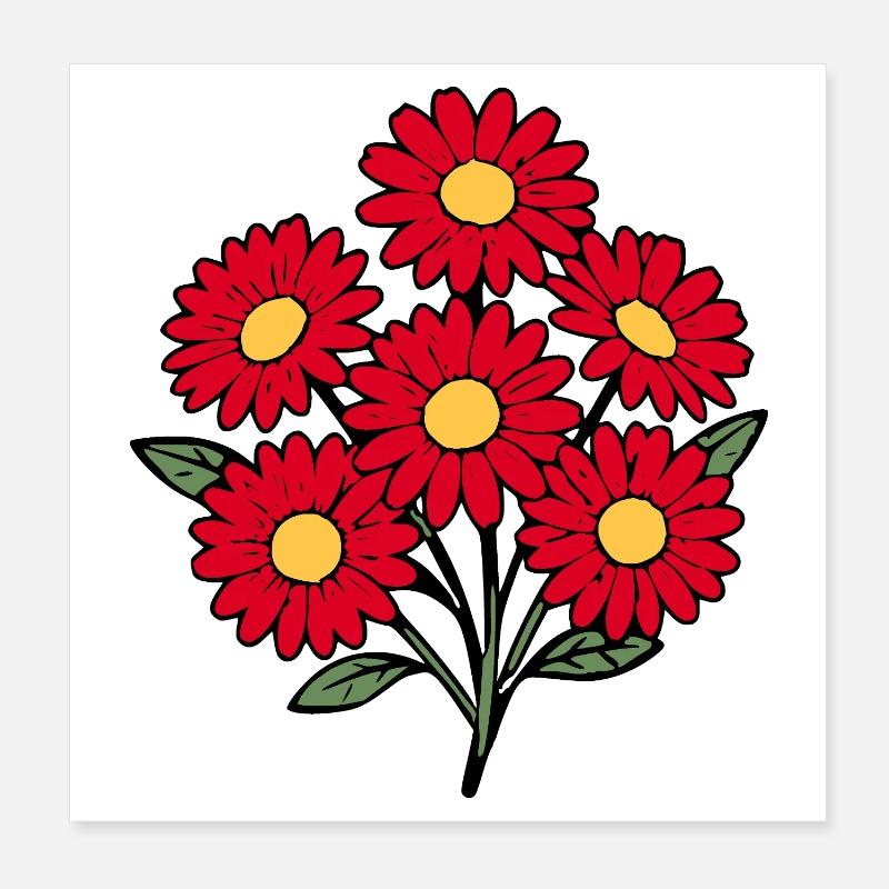 Blume rot rote Blume Blumen Gänseblümchen Poster 20x20 cm