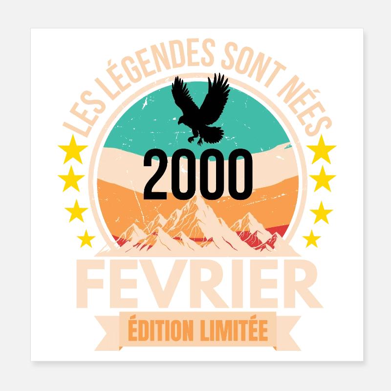 Février 2000 – Légende vintage Poster 20 x 20 cm
