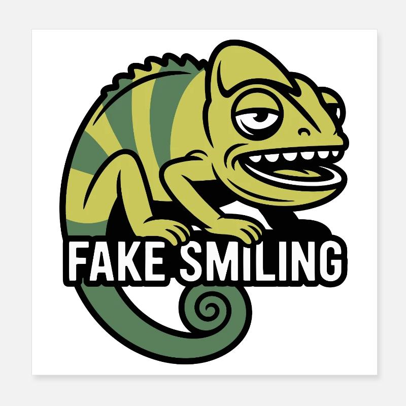 Fake Smiling Chameleon Poster 8" x 8" (20x20 cm)