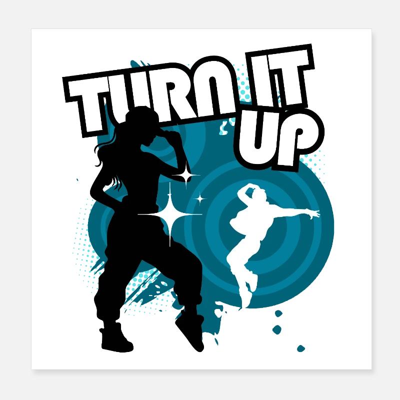 Turn It Up Neon Dance Poster 8" x 8" (20x20 cm)
