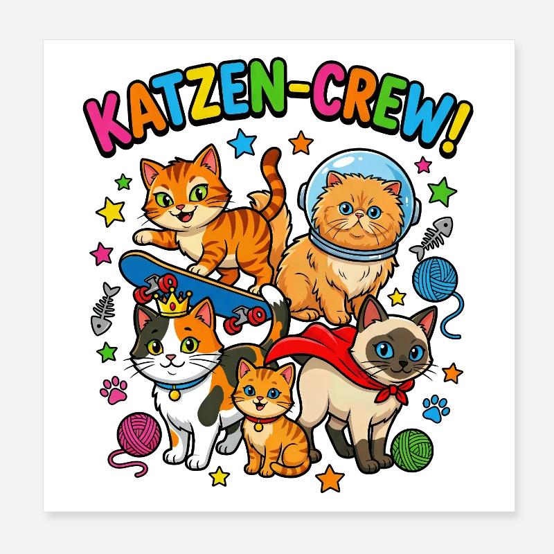 CatsCrew Skate Space Poster 8" x 8" (20x20 cm)