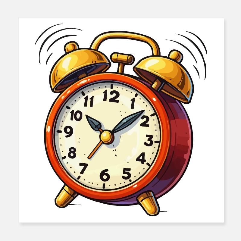 Réveil Réveil Réveil Comic Clock Poster 20 x 20 cm