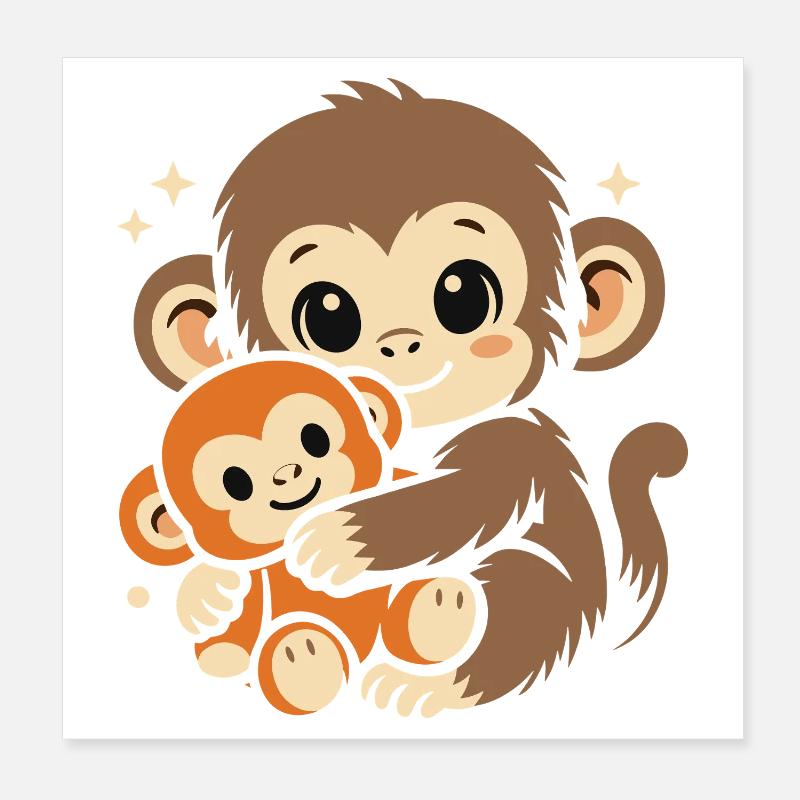 Punch Monkey Affe Poster 20x20 cm