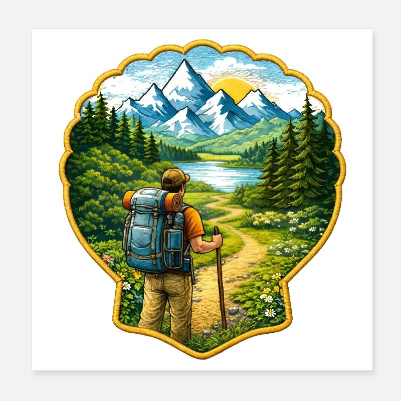 Jakobsweg Patch mit Jakobsmuschel  Poster 20x20 cm