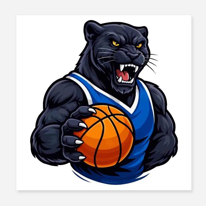 Panthère avec un motif de basket Poster 20 x 20 cm