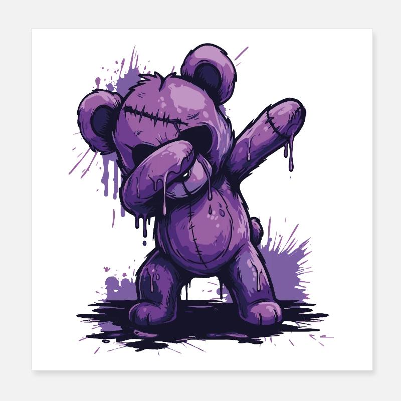 Zombie Teddy Dab Poster 20x20 cm
