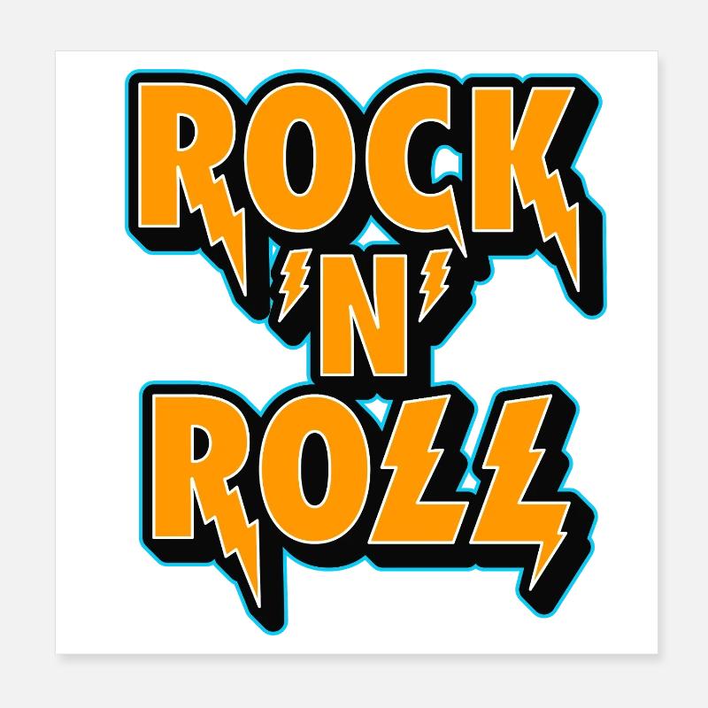 Logo typographique 3D Rock 'N' Roll Poster 20 x 20 cm