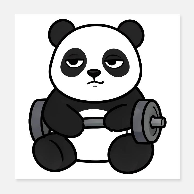 Panda Powerlifting Poster 20x20 cm