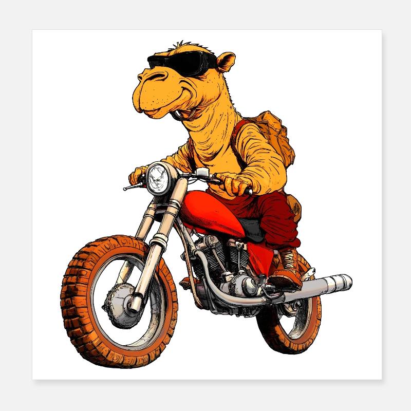 Camel Motorcyclist Poster 20 x 20 cm