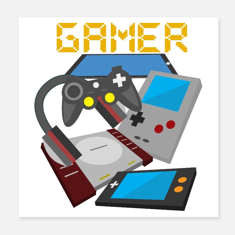 Mélange d’appareils rétro gamer – Nostalgie du jeu vidéo Poster 20 x 20 cm
