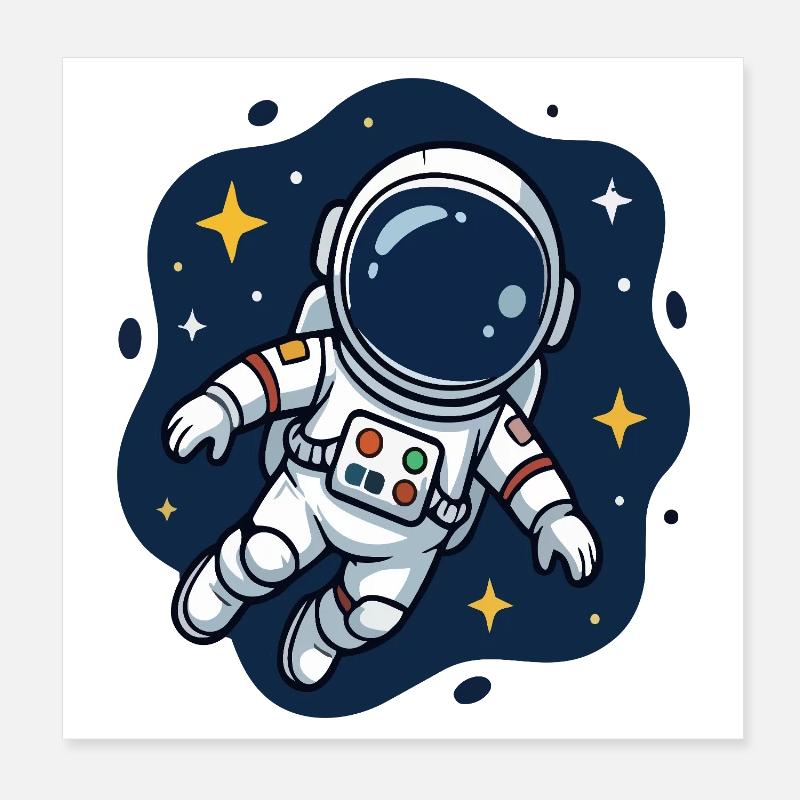Cosmic Astronaut in Starry Night Poster 8" x 8" (20x20 cm)