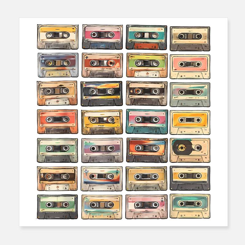 Cassettes rétro Poster 20 x 20 cm