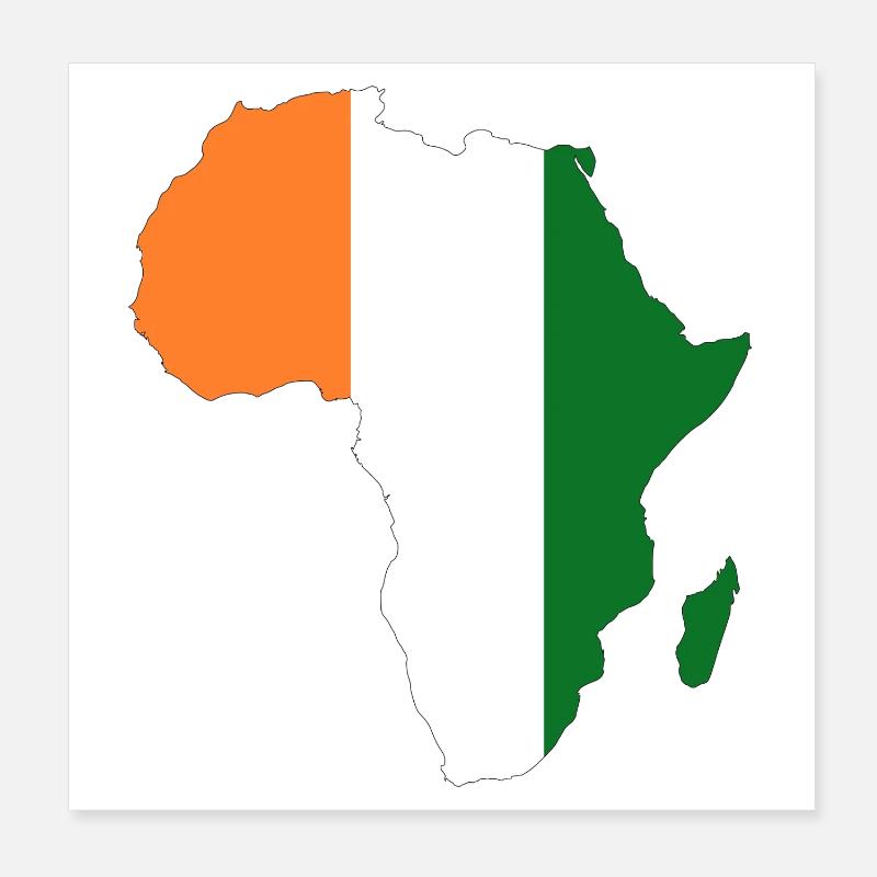 Drapeau de la Côte d’Ivoire Afrique Poster 20 x 20 cm