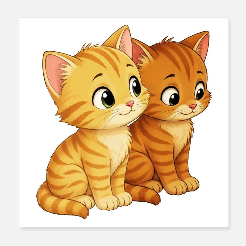 Des chatons assis côte à côte Poster 20 x 20 cm